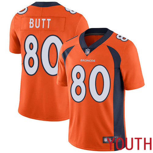 Youth Denver Broncos #80 Jake Butt Orange Team Color Vapor Untouchable Limited Player Football NFL Jersey